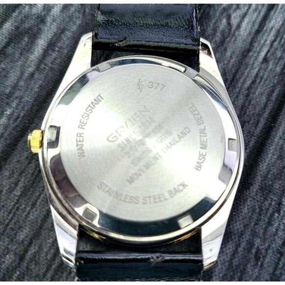 Rare Gruen 2 Tone Mens Dress Watch Satin Dial Fluted Bezel - Picture 8 of 8